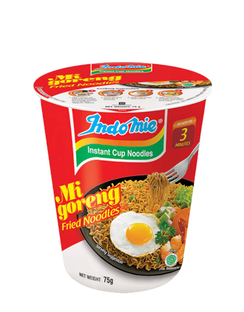 Indonesian food: Indomie Mee Goreng Original, a popular Indonesia food Instant Cup Noodles.